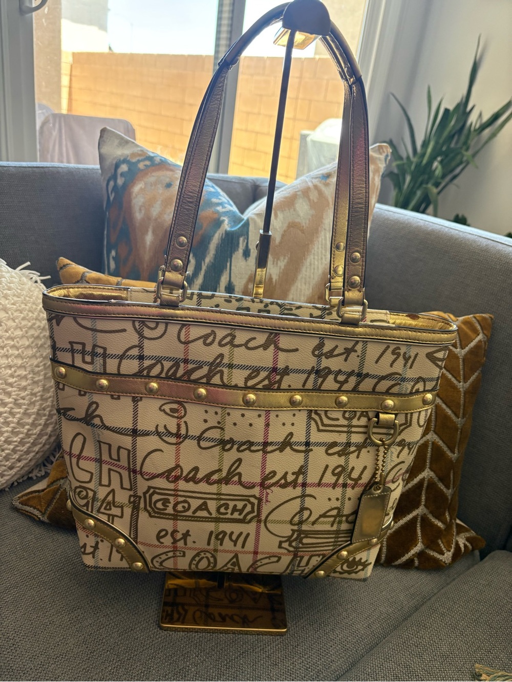Coach Heritage 2009 Tattersall Graffiti Tote Bag